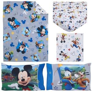 Disney Mickey Mouse Having Fun Toddler Bedding Set, Blue, 4-Piece